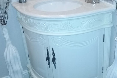 mini master bath redo (vanity, sink and backsplash)