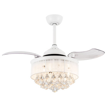 36 in Modern Ceiling Fan with Remote Control, White