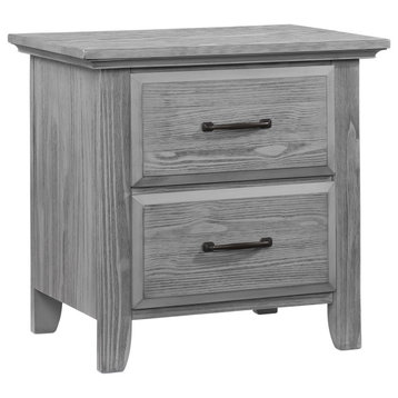 Farmhouse Nightstand, English Dovetailed Drawers With Metal Pulls, Graphite Gray