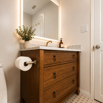 Primary Bathroom Vanity with Backlit Mirror