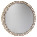 Artcraft - Artcraft Reflections Mirror AM302 - Crystal - The "Reflections Collection" mirrors feature LED lighting built in. The LED is controlled by a small ON/OFF switch which is on the mirror (the switch also allows control of the brightness). This model has crystal around the edges and is circular shaped.