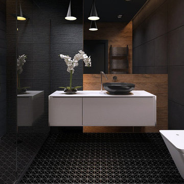 Modern Bathroom Floor Triangular Porcelain Mosaic Tile