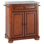 Crosley - Alexandria Solid Granite Top Portable Kitchen Island, Classic Cherry Finish - Constructed of solid hardwood and wood veneers, this kitchen island is designed for longevity. The beautiful raised panel doors and drawer front provide the ultimate in style to dress up your kitchen. The deep drawer are great for anything from utensils to storage containers. Behind the two doors, you will find an adjustable shelf and an abundance of storage space for things that you prefer to be out of sight. Style, function, and quality make this kitchen island a wise addition to your home.
