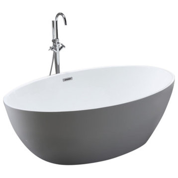 Enna 65" Freestanding Bathtub, Glossy White