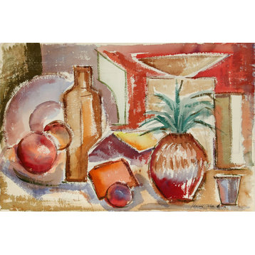 Harold Wallerstein, Tropical Still Life With Pineapple, Watercolor