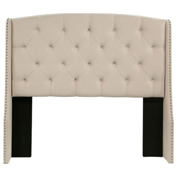Peyton Tufted Fabric Upholstered Full/Queen Headboard in Ivory