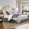 American Drew Jessica McClintock Silver Leaf Leather Bed in White - King