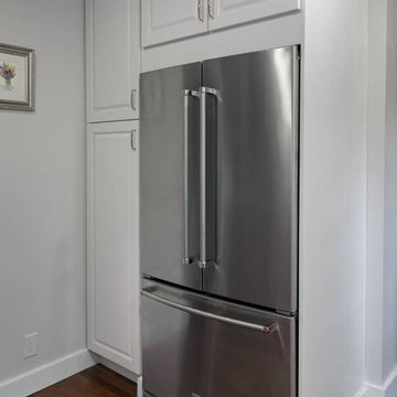 Built In Refrigerator with Seamless Baseboard and Pantry