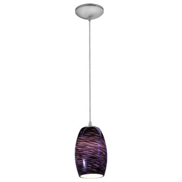 Chianti Glass 1-Light Cord Pendant, Steel/Swirl, 5.25"x7.25", Incandescent