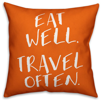 Eat Well Travel Often Spun Poly Pillow, 18x18
