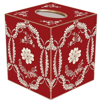 TB438-Red & Creme Provencial Tissue Box Cover