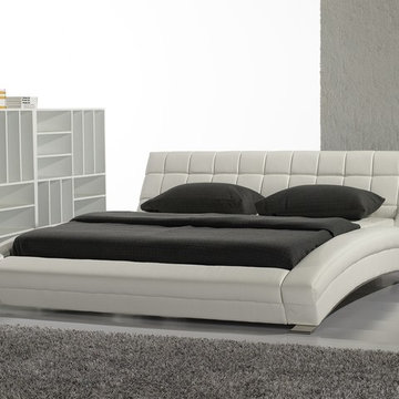 Sleigh Leather Platform Bed