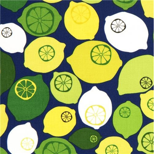 dark blue lemon fruit fabric by Robert Kaufman