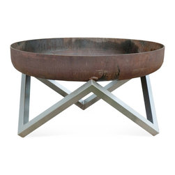 Curonian Deco - Memel Modern Outdoor Patio Steel Fire Pit, Medium - Fire Pits