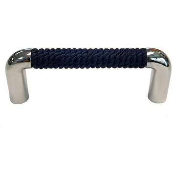 Nautiluxe Nautical Rope Drawer Pull, Navy/Chrome