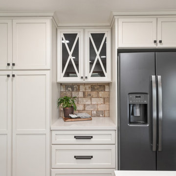 Modern White and Rustic Kitchen and Beverage Center