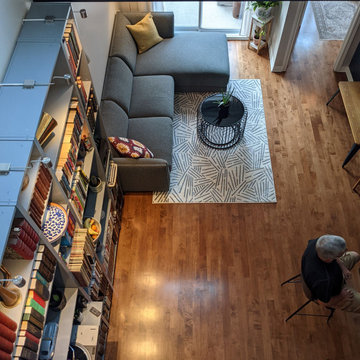 Living room design for a loft style condo in Hochelaga- De Maisonneuve