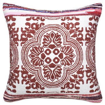 Boho Bordered Tessera Mosaic Textile Throw Pillow