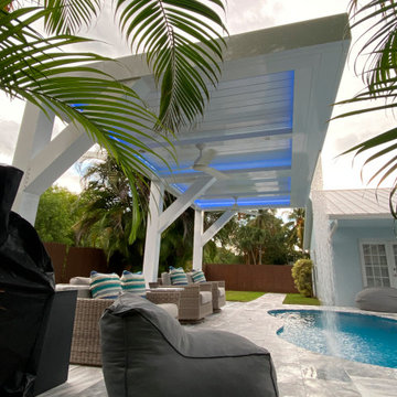 Automated Pergola + Waterfall in Boca Raton