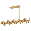 Stitch LED Linear Chandelier, Lacquered Brass
