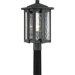 Quoizel - Quoizel EVG9011EK One Light Outdoor Post Mount Everglade Earth Black - With a slight twist on classic Mission styling, the Everglade Outdoor Collection is perfect for the exterior of any home. The matte Earth Black finish is deep and rich providing the ideal backdrop for the rippling clear water glass. The straight lines and square-like details further enhance this great series.