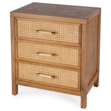 Mesa Cane and Solid Wood 3-Drawer Chest