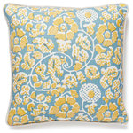 SCALAMANDRE - Maiden Floral 18X18 Pillow, Aruba, 18" X 18" - Featuring luxury textiles from The House of Scalamandre, this pillow was thoughtfully curated by our design team and sewn together with care in the USA. Effortlessly incorporate a piece of our rich history and signature aesthetic into your home, and shop our pre-styled pillows, made for you!