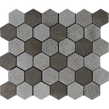10 3/8"x12" Bosphorus Textured Hexagon Modern Mosaic