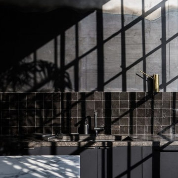 sleek zellige in nicole hollis' monochromatic san francisco kitchen redesign