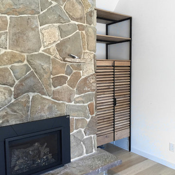 Salvaged Oak + Steel Built-In Louvered Cabinets