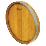 Wine Barrel Head, Gloss Lacquer Finished, 3"H x 25"W - After the oak tannin have been extracted by the wine from  the barrel, this oak wine barrel head has been given new life as wall decor or wall mounted bar, they still show traces of an elegant pink color tone from aged wine. Hang them on your wall in your home or business, restaurants, or bars.