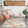 Waverly Sun and Shade 5'3" x 7'5" Ivory Blue All-over design Indoor/Outdoor Rug
