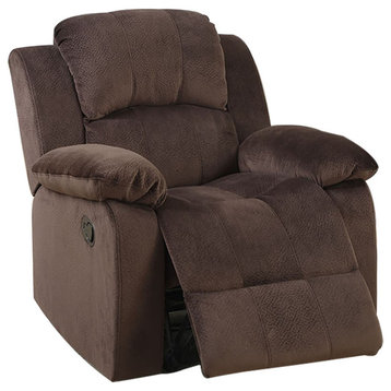 Padded Suede Rocker Recliner, Chocolate