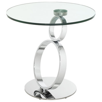 Satellite Round End Table, Clear Glass