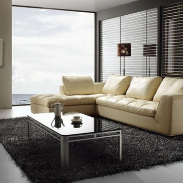 Modrn Beige Leather Sectional Sofa