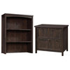 Home Square 2-Piece Set with Lateral File Cabinet & Bookcase Hutch in Coffee Oak