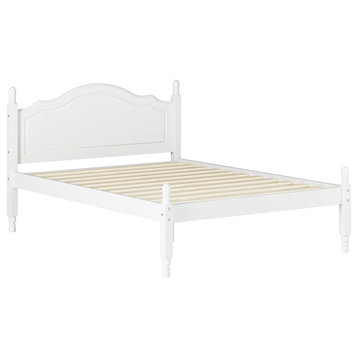 100% Solid Wood Reston Full Panel Headboard Platform Bed, White