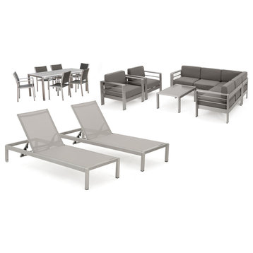 7-Piece West Coral Dining Set, Sofa Set, 2 Club Chairs, 2 Chaise Lounges
