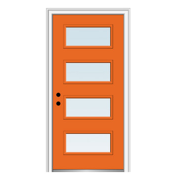 36 in.x80 in. 4 Lite Clear Right-Hand Inswing Painted Fiberglass Smooth Door