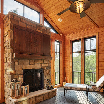 Screen Porch Fireplace in Wayzata