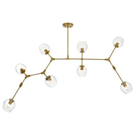 Elegant Lighting 1712G74 Cavoli 8 Light 74"W Abstract Chandelier - Brass