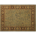 Bareens Designer Rugs - Turkish Knotted Istanbul Anastasi Blue/Aubergine Wool Rug - 9'5'' x 11'11'' - Designed with a mesmerizing intricate traditional motif this glorious hand knotted rug is a masterpiece that will fill any space with sophistication and grace. An exhilarating color pallet with an elaborate design, this masterpiece features luxurious hand spun wool with all vegetable dyes to add comfort and style to your decor. The design, color and beautiful chromatic composition with a sheen in traditional and transitional designs, exude beauty, elegance and quality make this rug a masterpiece of its own.