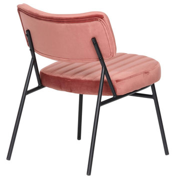 LeisureMod Marilane Velvet Accent Chair With Metal Frame Set of 2 Royal Rose