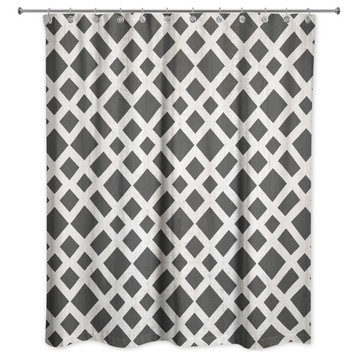 Gray White Wood Fence Pattern 71x74 Shower Curtain