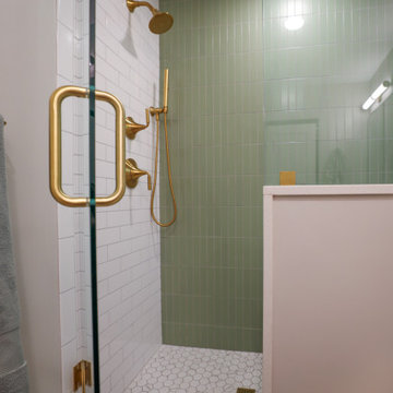 Warm Walnut & Brass Primary Bath Retreat
