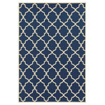 Newcastle Home - Rhodes Indoor and Outdoor Lattice Blue and Ivory Rug, 5'3"x7'6" - Rhodes is a collection of machine-made indoor/outdoor rugs showcasing simple, geometric patterns.  The clean lines, fresh colors and soft hand of the looped construction will make these rugs a welcome addition to any room or patio.