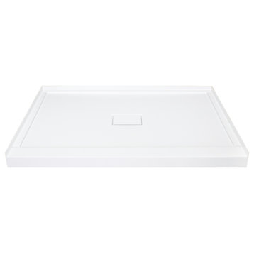 Transolid Low Threshold 34" L x 48" W Shower Base With Center Drain, White