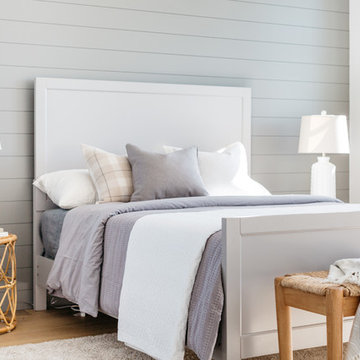 Gray Shiplap Wall in Coastal Traditional Guest Room