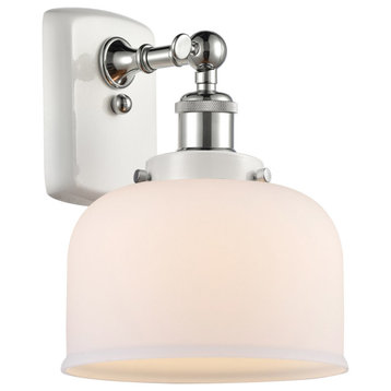 Ballston Large Bell 1 Light Wall Sconce, White and Polished Chrome, Matte White