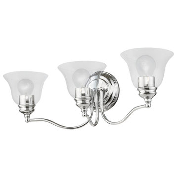 Moreland 3 Light Polished Chrome Vanity Sconce With Clear Glass